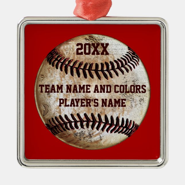 Ornamentos personalizados de basebol, suas cores,  (Frente)