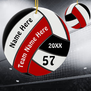 Ornamentos Personalizados de Voleibol de Preto Ver