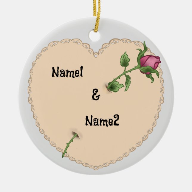ornamentos personalizados do Lacy Heart Rosa (Frente)