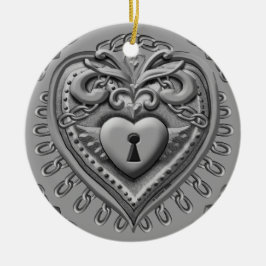 ornamentos personalizados do Silvery Heart Lock
