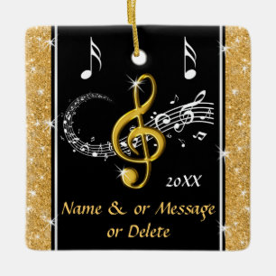 Ornamentos personalizados únicos de notas de mús