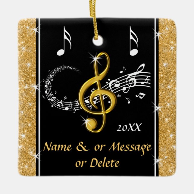 Ornamentos Personalizados Únicos de Notas de Músic (Frente)