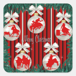 Ornamentos Rodeados Em Adesivos De Feriado Vermelh