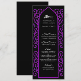 Ornate border black and purple Gothic Wedding Menu
