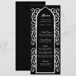 Ornate border black and white Gothic Wedding Menu