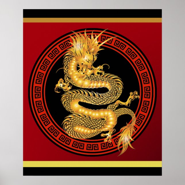 Ornate Chinese Year of the Dragon Poster (Frente)