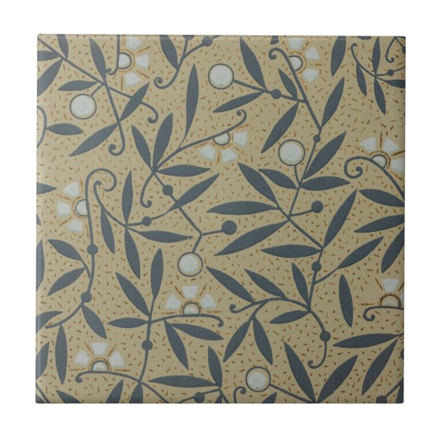Ornate floral pattern with dark blue vines  (Frente)