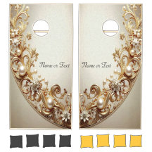 Ornate Gold Flourish Cornhole Set