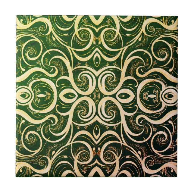 Ornate Green and Gold Tile Design (Frente)