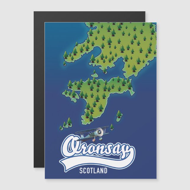 Oronsay mapa da ilha da Escócia  (Frente/Verso)
