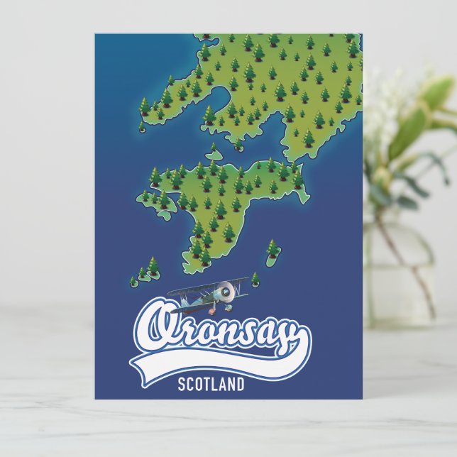 Oronsay mapa da ilha da Escócia  (Em pé/Frente)