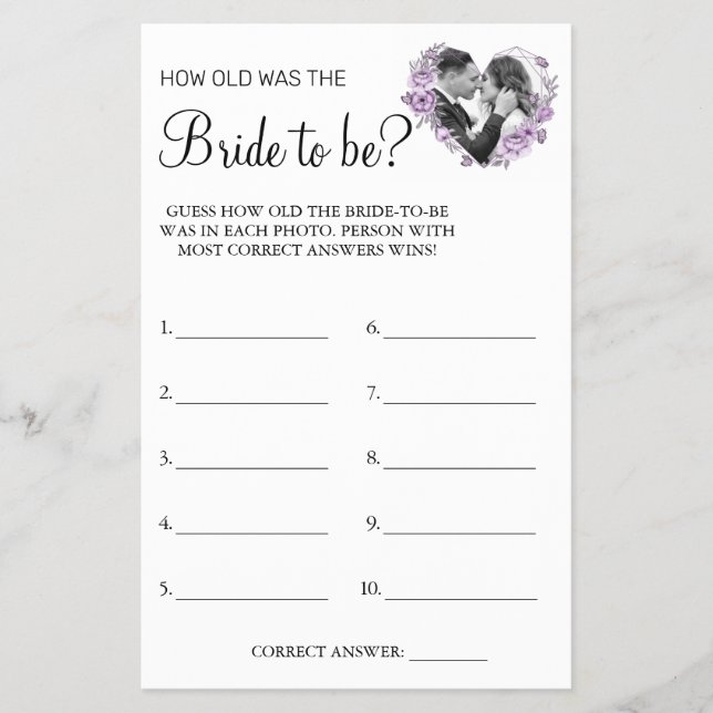 Orquídea Adivinha quantos anos ela tinha no cartão (Frente)