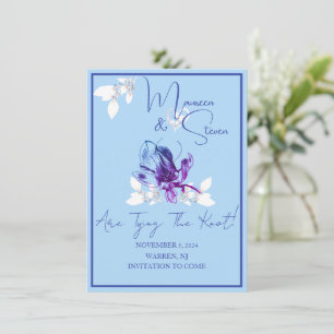 Orquídea Azul & Lavanda Guarde O Cartão De Casamen