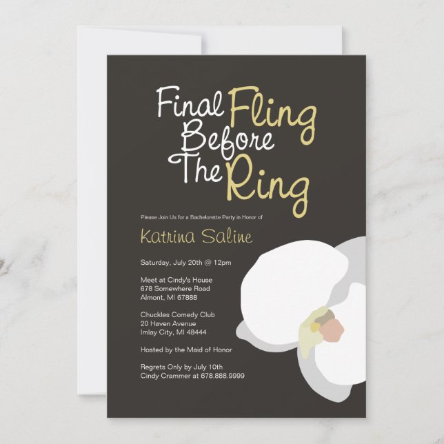 Orquídea Branca Deslizando Antes do Convite para A (Frente)