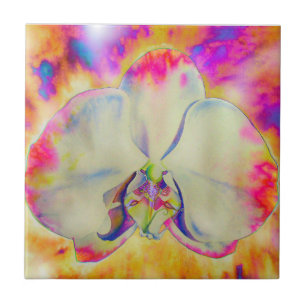 Orquídea de incêndio, pintura floral abstrato tr