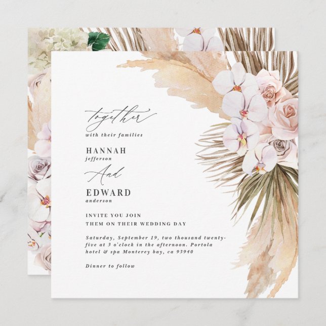 Orquídea de palmeira de erva-pampas orquídea russa (Frente/Verso)