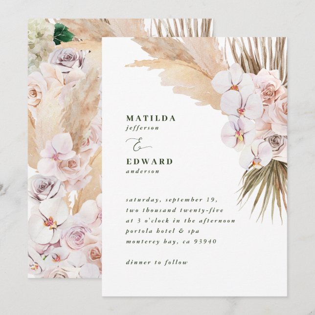 Orquídea de palmeira de erva-pampas orquídea russa (Frente/Verso)