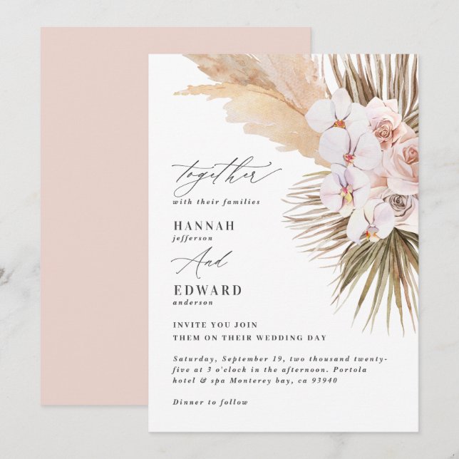 Orquídea de palmeira de erva-pampas orquídea russa (Frente/Verso)