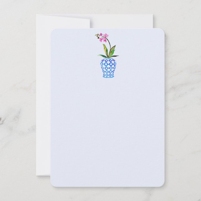 Orquídea e Cartões de agradecimentos plano de cor  (Frente)