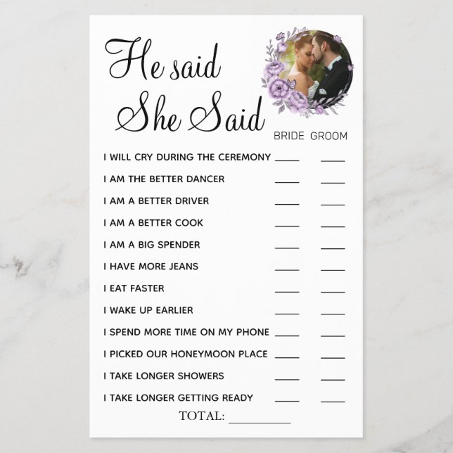 Orquídea Ele disse que ela disse um cartão de chá (Frente)