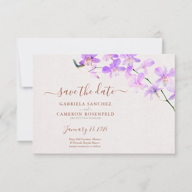 Orquídea Floral de Aquarelas Terracotta Casamento (Frente)