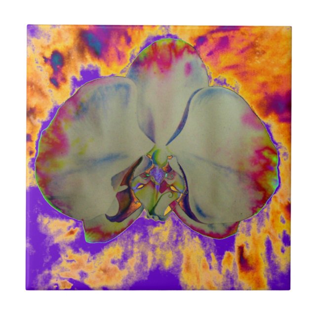 Orquídea-Fogo, pintura floral abstrato tropical (Frente)