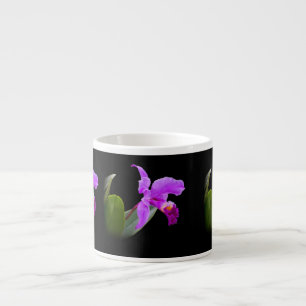 Orquídea na caneca customizável preta da