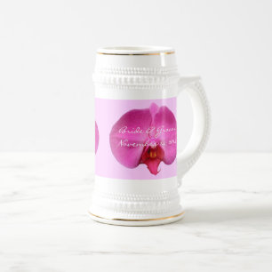 Orquídea rosa Caneca de cerveja de Noiva e Casamen