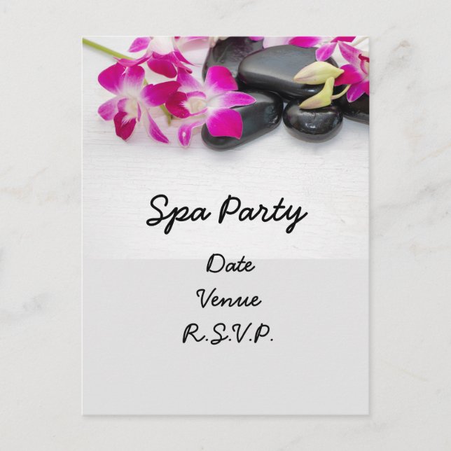 Orquídea Roxa com convite para Festa Spa de Pedras (Frente)