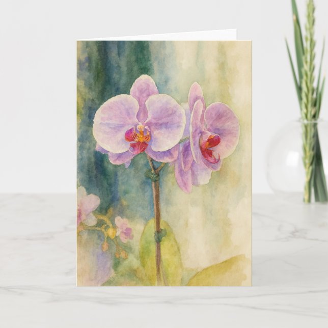 Orquídea Soft Serenity – Cartão de Nota em Aquarel (Frente)