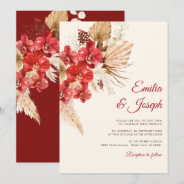 Orquídea vermelha boho cai personalizada Convite d