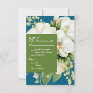 Orquídeas Brancas Convites De Casamento Azul Oceân