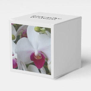 Orquídeas brancas & roxas em caixas personalizada