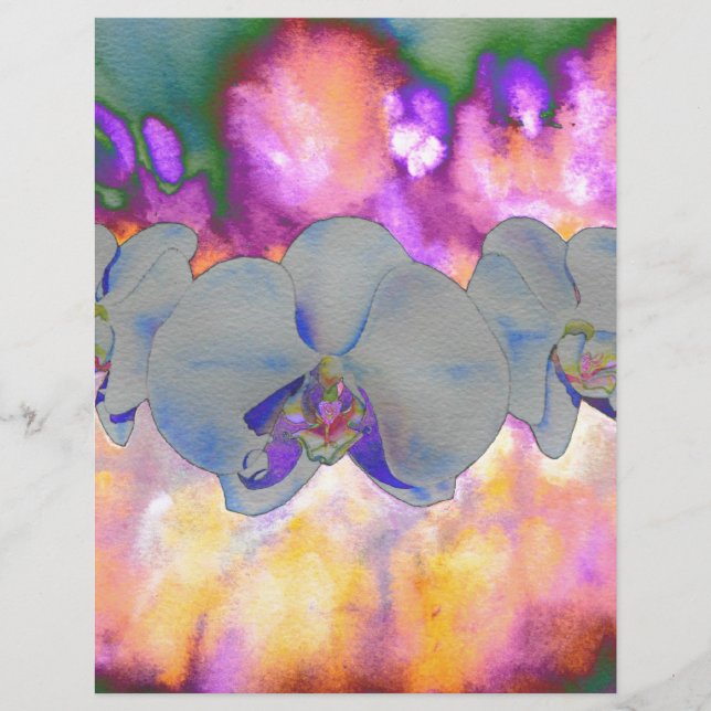 Orquídeas florais tropicais em aquarela abstrata (Frente)