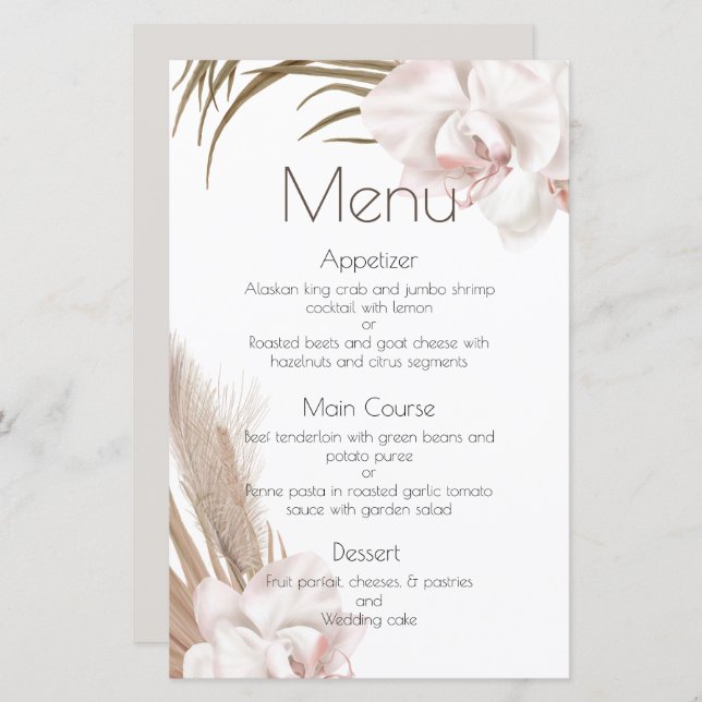 Orquídeas Românticas e Grama Pampas (Frente/Verso)