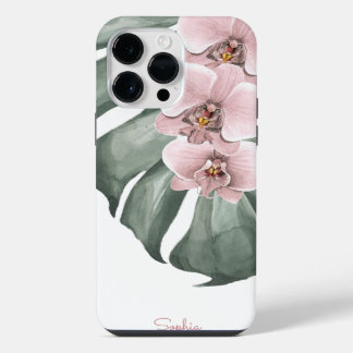 Orquídeas Rosa em Monstera Tropical Floral com Nom