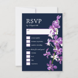 Orquídeas Roxas, Cartão RSVP de Casamento Elegante