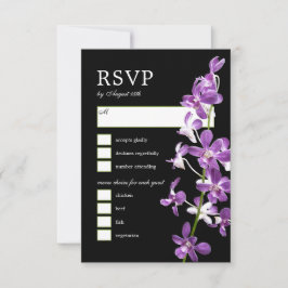 Orquídeas Roxas, Cartão RSVP de Casamento Elegante