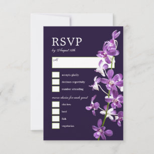 Orquídeas Roxas, Cartão RSVP de Casamento Elegante