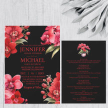 Orquídeas Vermelhas Em Um Convites De Casamento