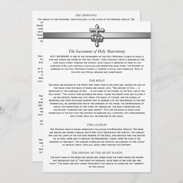 Ortodoxo Casamento Descrição 5 x 7 cartões (Frente/Verso)