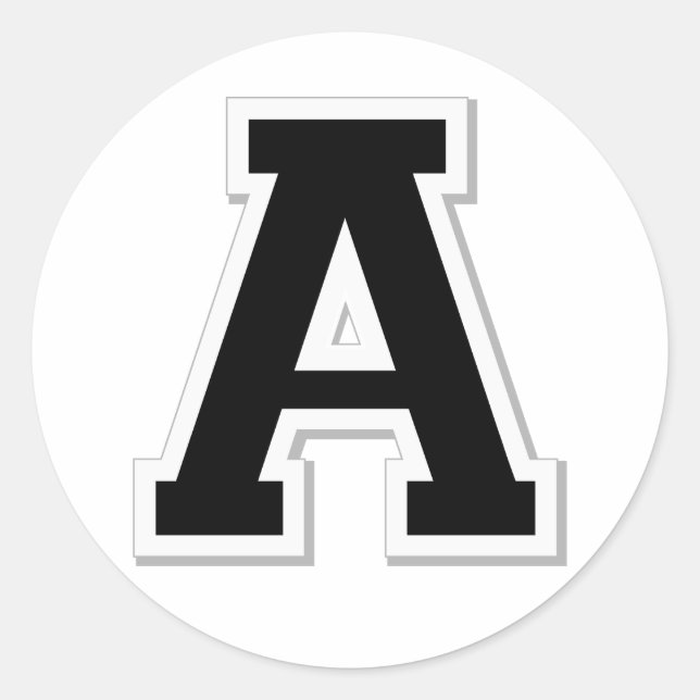 Ortografar a letra inicial A em adesivos pretos (Frente)