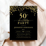 Ortografia Dourada e Preta do Orçamento 50º aniver<br><div class="desc">Faça a palco de uma celebração elegante com um Convite de Aniversário para Script Negro e Dourado! Apresentando um roteiro de ouro luxuoso sobre um fundo preto elegante, esse design expele sofisticação e charme de eterno. Perfeito para aniversários de marco ou qualquer evento de na moda, combina facilmente elegância clássica...</div>