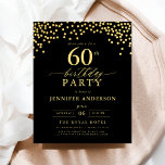 Ortografia Dourada e Preta do Orçamento Sessenta e<br><div class="desc">Faça a palco de uma celebração elegante com um Convite de Aniversário para Script Negro e Dourado! Apresentando um roteiro de ouro luxuoso sobre um fundo preto elegante, esse design expele sofisticação e charme de eterno. Perfeito para aniversários de marco ou qualquer evento de na moda, combina facilmente elegância clássica...</div>