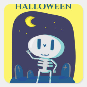 Os adesivos da festa do Halloween Skelton.