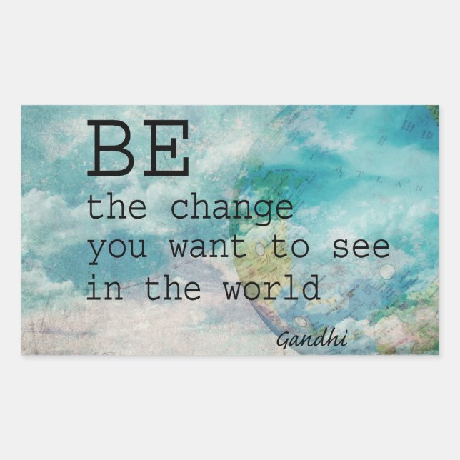 Os adesivos de aspas Gandhi são a mudança (Frente)