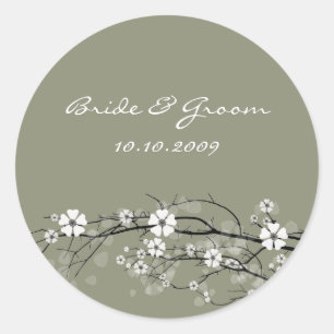 Os adesivos de casamento florescem preto e branco