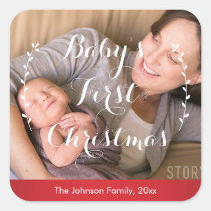 Os adesivos de fotos de Natal do Red Square Baby