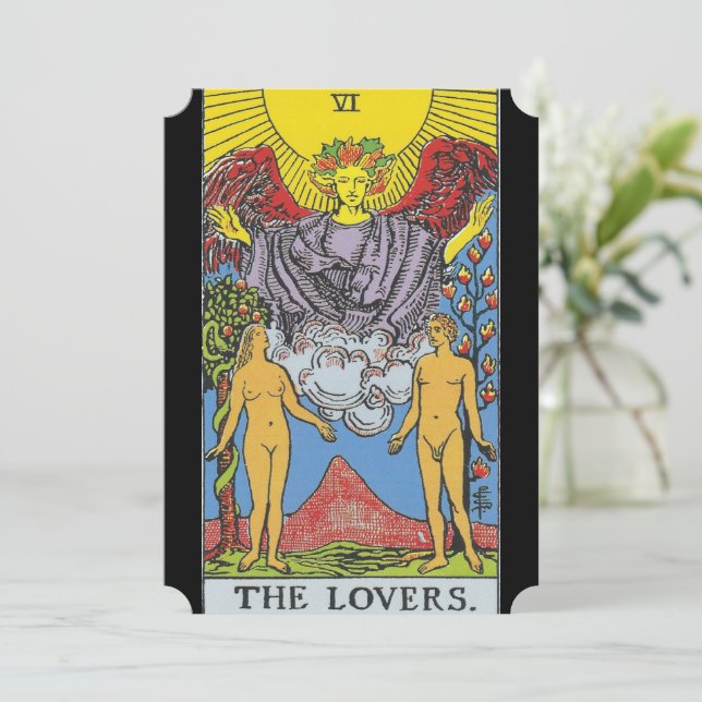 Os Amantes Tarot Card Fazem O Convite De Leitura (Em pé/Frente)