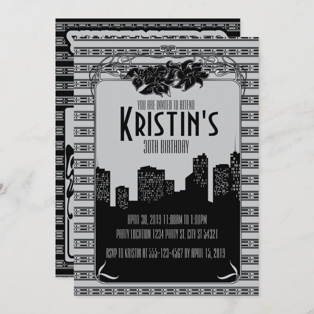 os anos 20, convites de festas de Gatsby (Frente/Verso)